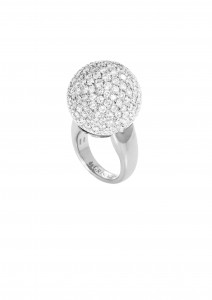 Boule ring in white gold with diamonds