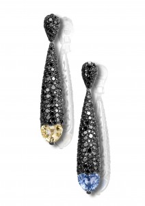 de GRISOGONO earrings Earrings in white gold with blue and yellow sapphires and black diamonds